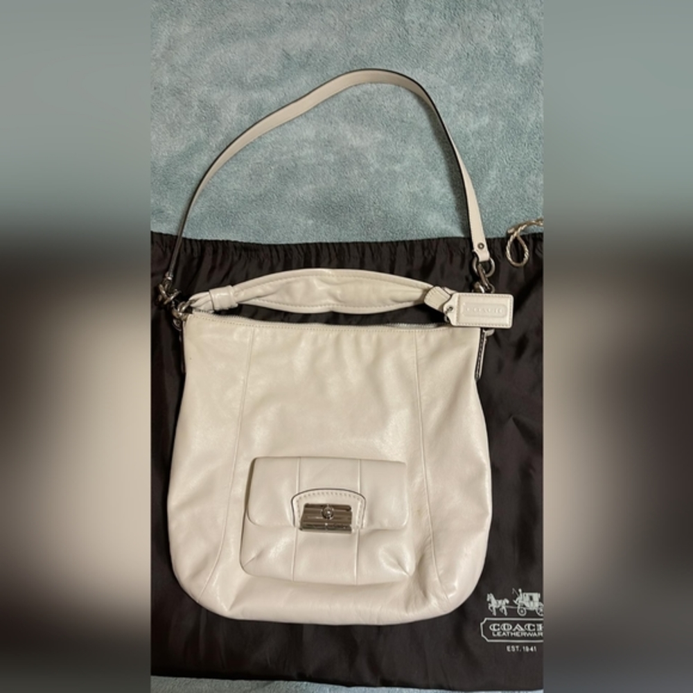 Coach Kristin All Leather Hobo Convertible Bag - LIKE NEW - Color is CHALK